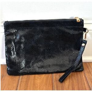Laura Di Maggio Leather Envelope Bag Clutch Black